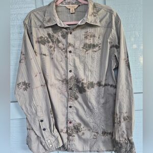 Mens Decree Neutral Tie-dye Silver Embroidered Western Shirt Paisley Cuffs Large